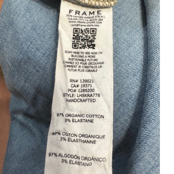 FRAME Le High Skinny Jeans Frayed Hem Light Wash Denim Size 26 - Picture 6 of 6